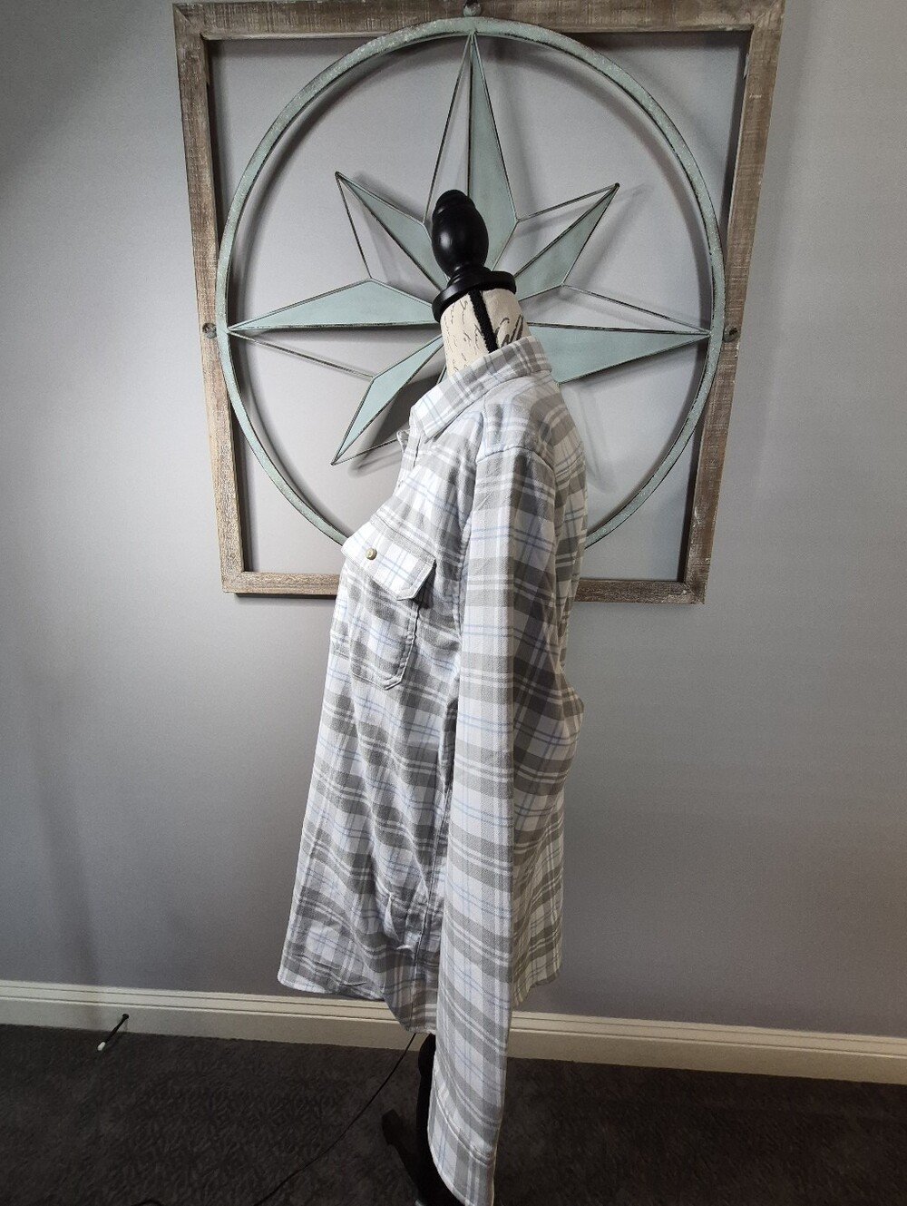 Poncho The Snowcat Slim Fit Performance Flannel Shirt White Plaid - M - Picture 10 of 13
